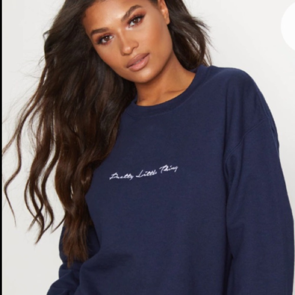 Pretty Little Thing Navy Blue Pullover Sweater Top